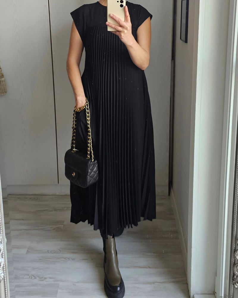 Sylvie | Elegant plisseret maxikjole