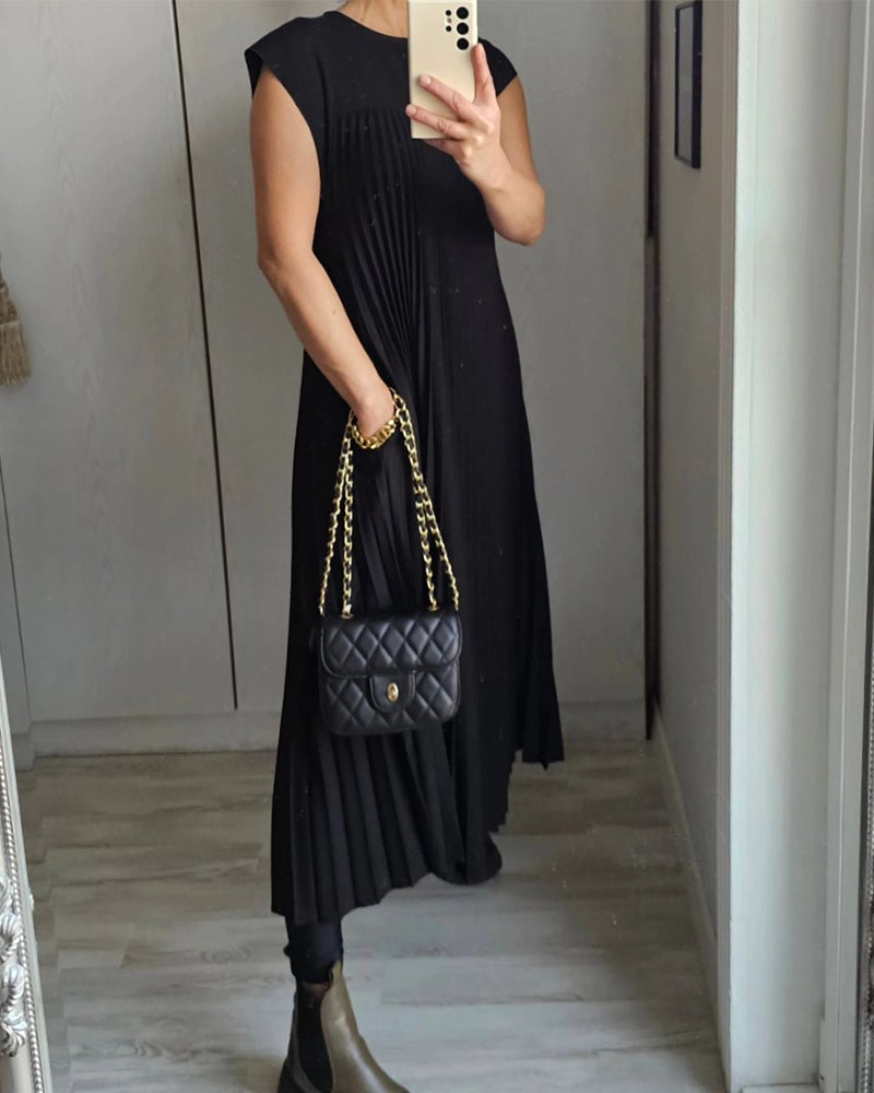 Sylvie | Elegant plisseret maxikjole