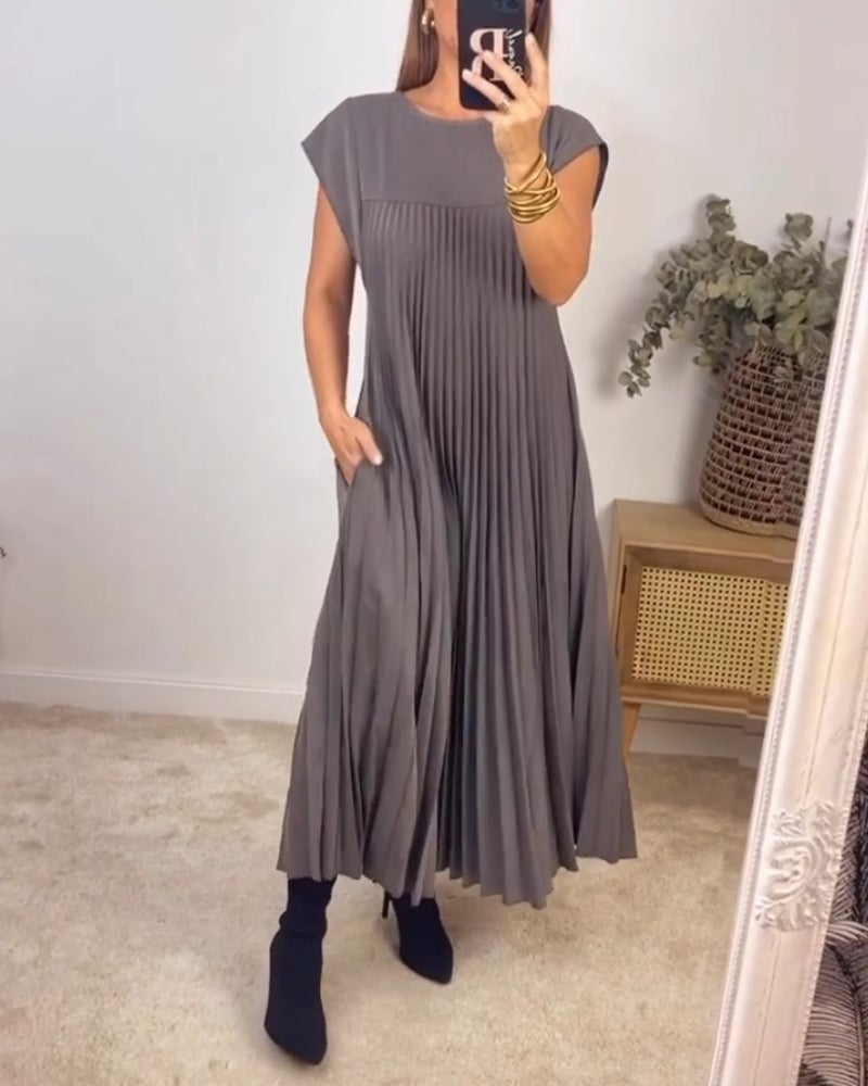 Sylvie | Elegant plisseret maxikjole