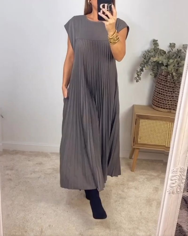 Sylvie | Elegant plisseret maxikjole