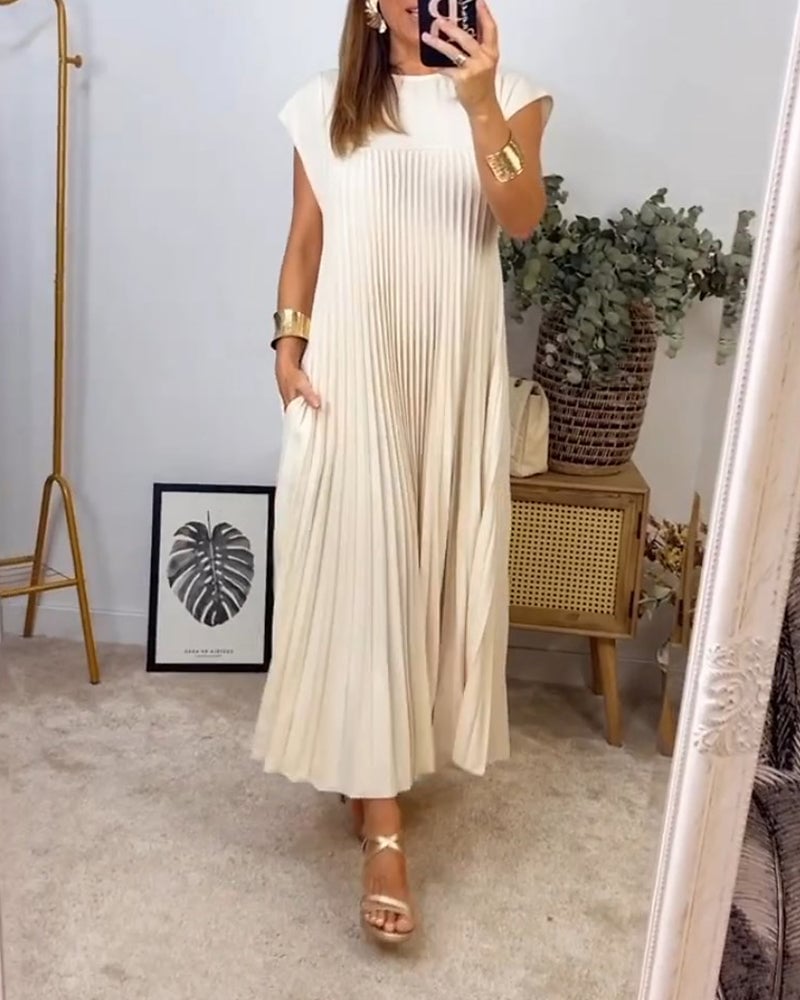 Sylvie | Elegant plisseret maxikjole