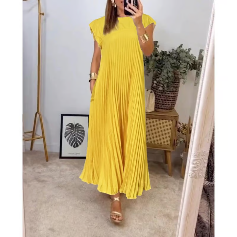 Sylvie | Elegant plisseret maxikjole